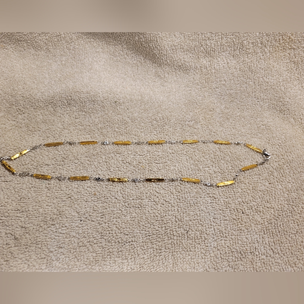 Two-tone Gold & Silver Bar Link Necklace approx 20"